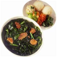 Seaweed Soup · Seawood with beef in our clear broth soup. Served with two scoops of rice and your choice of...