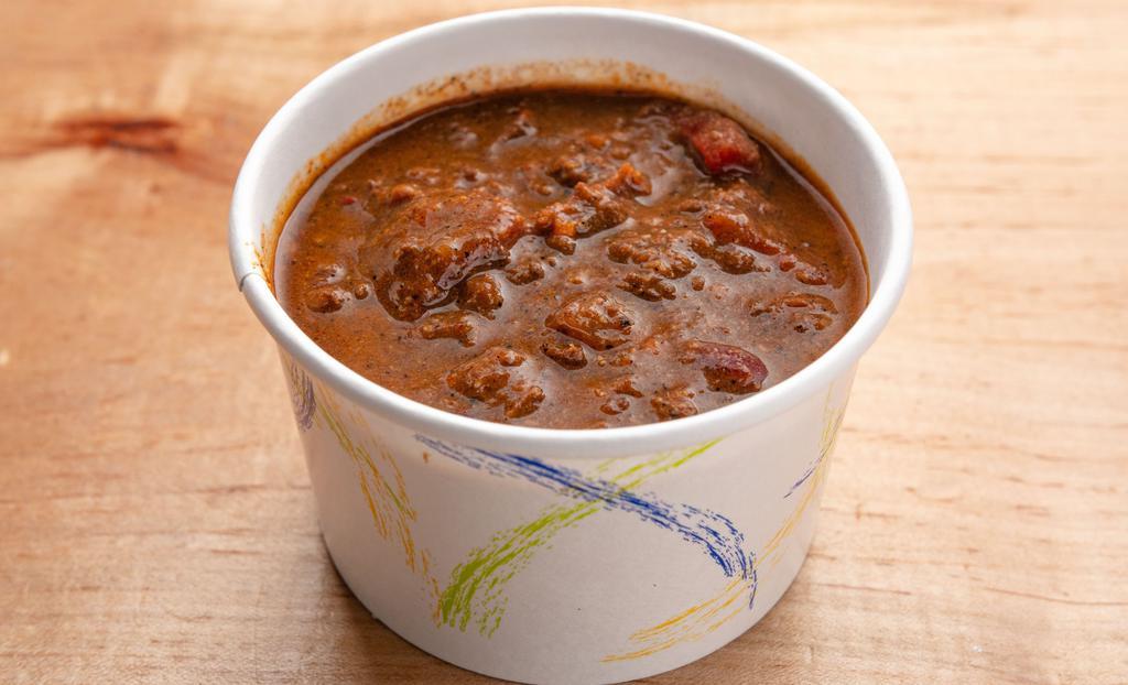 Hunters Chili · Made with beef, bison, wild boar, pulled pork and elk.