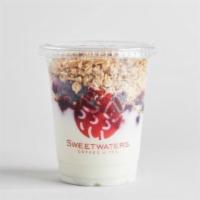 Mixed Berry Yogurt Parfait · Delicious vanilla yogurt with blackberries, raspberries and blueberries. Topped with a grano...
