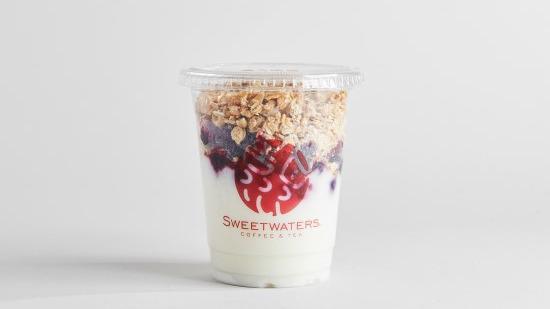 Mixed Berry Yogurt Parfait · Delicious vanilla yogurt with blackberries, raspberries and blueberries. Topped with a granola crumble.