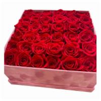 Roses On A Square Box · Fresh roses, Available box colors are: red, pink, white and black.