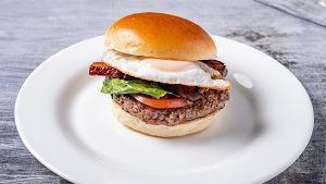 Emperor Burger · Beef patty, egg, bacon, empire zesty sauce, lettuce, tomato, onion, pickles.