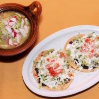 Tostadas (3 Pz) Pollo Y Bistec · Tostadas(3 pc); beans, cheese, cream, lettuce, tomato, meat to taste, steak, chicken, chipot...