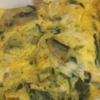 Mushroom/ Spinach Omelet  · with home fries and toast or bagel
