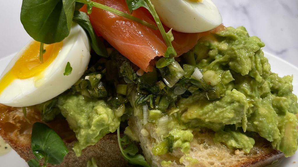 The Tower · Avocado toast, topped with smoked salmon, eggs and green sauce… an all time favorite at TSBNYC