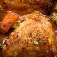Stewed Chicken · Seasoned and stewed with onions, peppers, and carrots.
