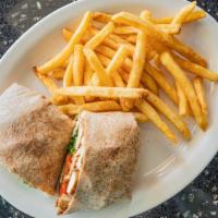 Grilled Chicken Special Wrap · Grilled chicken, roasted peppers, fresh mozzarella cheese & arugula.