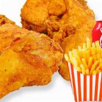 Three Pieces Mixed Chicken With Fries · Thigh, leg, wing or Breast, leg, wing