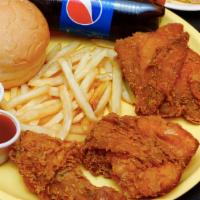 Dinner Pack · Three pieces of mixed chicken (thigh, leg, wing or breast, leg, wing), mashed potatoes, cole...