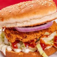 Spicy Chicken Sandwich · Comes with lettuce, tomato, mayonnaise, and ketchup