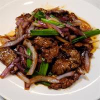 Mongolian Beef · With onion.