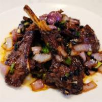 Lamb Ribs With Black Bean Sauce · With onion, pepper.