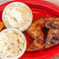 Smoked Bbq 1/2 Chicken · Tender and juicy, brushed with BBQ sauce and finished on the grill. BBQ meats are hand rubbe...