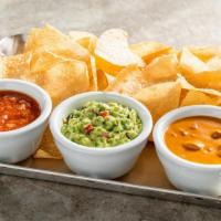 Dip Trio · Choose any three. Skillet queso, white queso, fresh salsa, fresh guacamole or house-made ran...