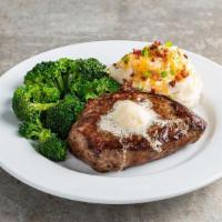 Classic Sirloin* - 10Oz · Seasoned & topped with garlic butter. Served with loaded mashed potatoes, steamed broccoli.