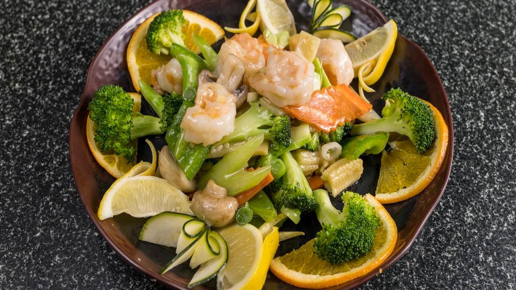  Shrimp With Vegetable · Choice of: Broccoli, Mixed Vegetables, String Beans, Snow Peas, Cashew Nuts, Fresh Mushroom, Lobster Sauce.