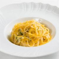 Bottarga · vermicelli Pastificio dei Campi, grey mullet bottarga, shallot, parsley