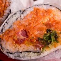 South Street Special · Ahi tuna, spicy tuna, salmon, crab salad, masago, seaweed salad, sesame seeds, tempura crunc...