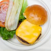 The Works Burger · Your choice of black Angus or turkey burger, American cheese, crisp lettuce, sliced tomato, ...