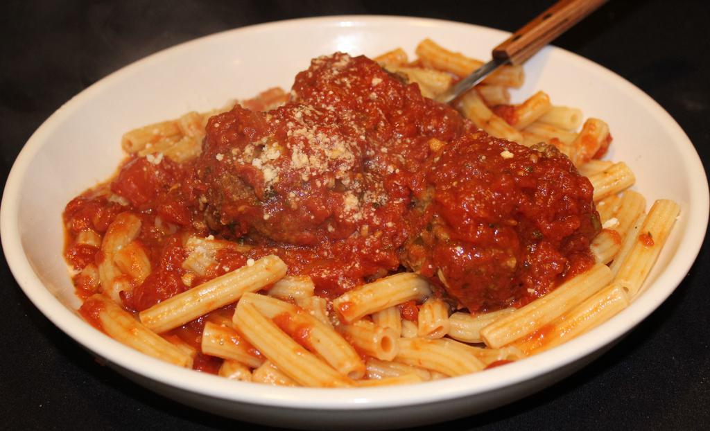 Penne With Meatballs · Freshly-made penne, housemade meatballs, housemade marinara sauce, Parmesan Cheese.