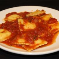 Cheese Ravioli And Sauce · Cheese ravioli with your choice of housemade marinara, cheese or butter sauce.