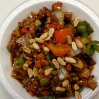 Kung Pao Chicken · Hot. crispy chicken din with chunks fresh vegetable (hot and spicy kung pao sauce).