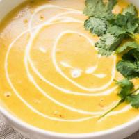 Mulligatawny Super Soup · A traditional soup of split peas, vegetables, and flavored with fresh curry leaves in chicke...