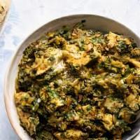 Chicken Saagwala · Chicken breast cooked with spinach, spices, onions, and tomatoes.