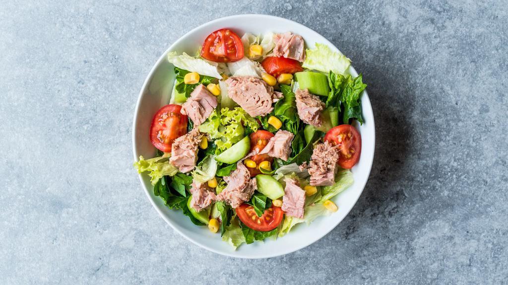 Healthy Tuna Salad  · Crispy romaine, italian tuna, avocado, chickpeas, carrots and vinaigrette.