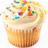 Sprinkles Cupcake · Fresh cupcake with sprinkles.