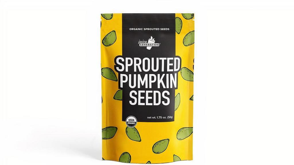 Sprouted Pumpkin Seeds · Sprouted pumpkin seeds. Net wt. 1.75oz