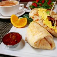 California Breakfast Wrap · Delicious Breakfast Wrap made with 2 Egg whites, Pepper jack cheese, avocado, tomatoes, and ...