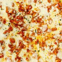 Buffalo Chicken Pizza · Crispy round pie topped with Louisiana style spicy chicken pieces and mozzarella.