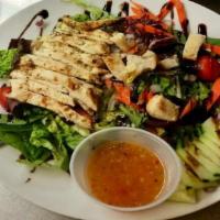 Cob Salad · Romaine lettuce, cherry tomatoes, hard boiled eggs, bacon, scallions, avocado with turkey or...