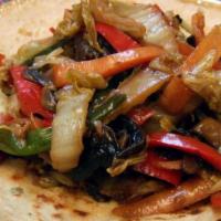 Moo Shu Vegetables · Served with choice of rice.