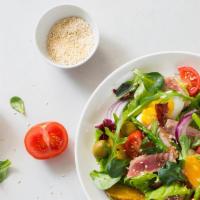 Healthy Tuna Mixed Salad · Fresh Salad made with Tuna over mixed green, cucumber, tomatoes, carrots and broccoli.