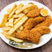 Chicken Fingers With French Fries · No honey mustard at this time