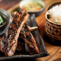 Berkshire Spare Ribs (Ping-Sien-Moo) · Smashed long bean and cherry tomato.