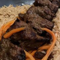 Filet Mignon Kabob · Marinated and tender filet mignon kabobs.