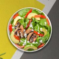 Salads Prowess · Power-packed vegetarian goodness with baby spinach, Portobello mushrooms and avocado over a ...