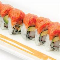 Mount Fuji Roll · California roll topped w. spicy tuna & crunchy.

Consuming raw or undercooked meats, poultry...