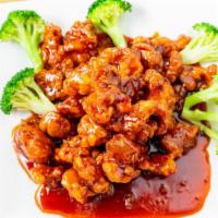 General Tso'S Chicken · Crispy fried chunks of chicken in a sweet and spicy brown sauce (served with broccoli).