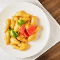 Sweet And Sour Chicken / 甜酸鸡 · Sweet and sour. Served with white rice.