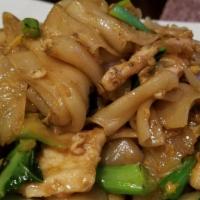 Pad See Yu · Thai country-style stir-fried broad rice noodles with Chinese broccoli and eggs. Choice of c...