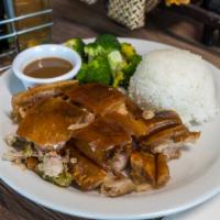 Lechon Pork Meal · Lechon Pork Belly. Pickled Veggies, Choice of White Rice (Garlic Rice for an additional char...