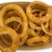 Sweet Onion Rings · Hand-dipped with crispy panko.