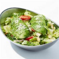 Avocado Salad · Avocado with crisp hearts of romaine and baby arugula mixed with red onions, carrots, red & ...