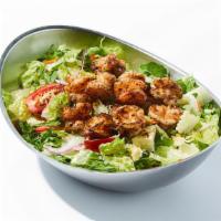 Cajun Shrimp Salad · Grilled Cajun seasoned shrimps with crisp hearts of romaine and baby arugula mixed with red ...