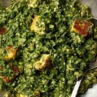 Saag Paneer · Cottage cheese cooked with sautéed spinach and a blend of Indian spices