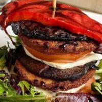 Black Angus Burger · Sliced portabella mushroom, aged Cheddar, French fries, harbor house slaw.